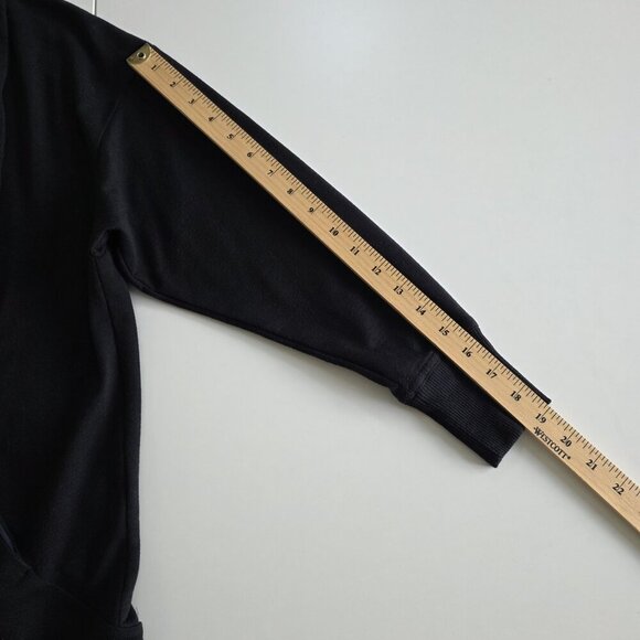 Theory Kolma Cardigan Womens S Black LS Cocoon Open Cotton Blend Pockets Capsule - Picture 6 of 16